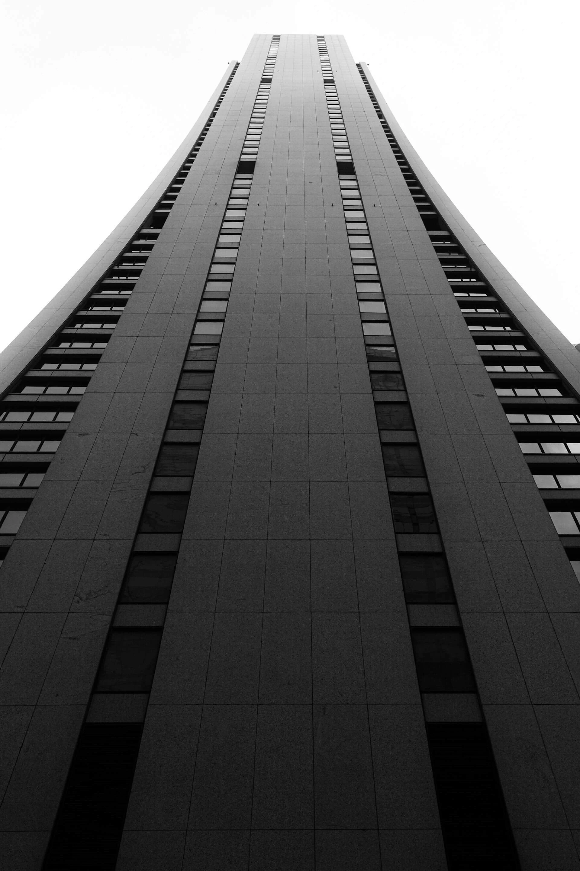 Looking up the facade of a modern office tower